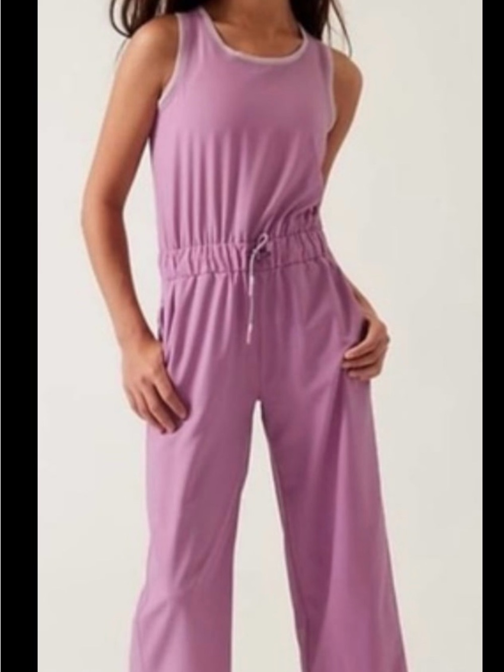 Athleta Sleeveless Drawcord Wide-Leg Jumpsuit in Dusty Mauve